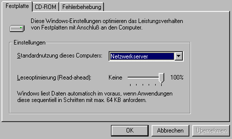 Eigenschaften für Dateisystem