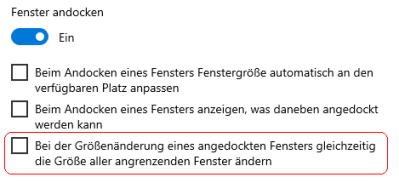 Fenster andocken