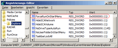 ForceRunOnStartMenu