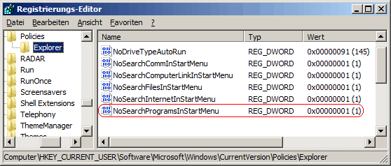 NoSearchProgramsInStartMenu