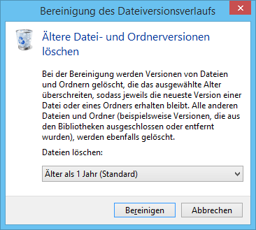 Bereinigung des Dateiversionsverlaufs