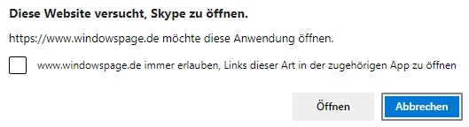 Bestätigungsmeldungen zum Start externer Protokolle