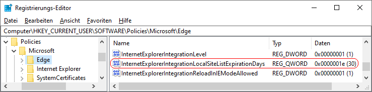 InternetExplorerIntegrationLocalSiteListExpirationDays