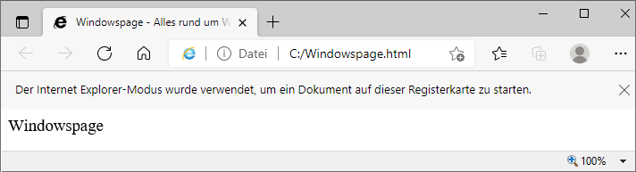 lokale Dateien im Internet Explorer-Modus