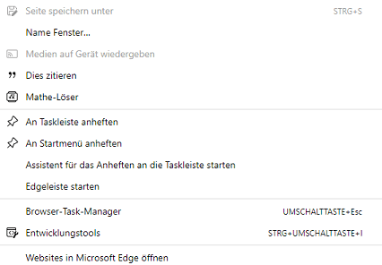 Menüoption "Websites in Microsoft Edge öffnen"