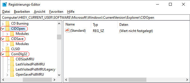 CIDOpen, CIDSave, ComDlg32