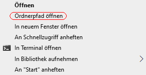 Option "Ordnerpfad öffnen"