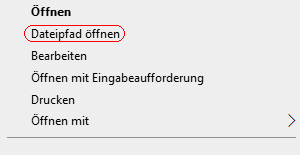 Option "Dateipfad öffnen"