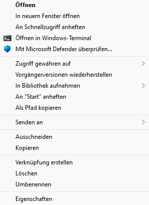 klassisches Kontextmen&uuml;