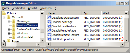 HideBackupEntries