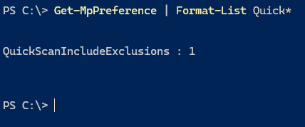 Get-MpPreference | Format-List Quick*