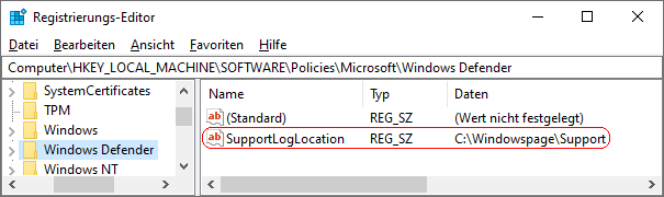 SupportLogLocation