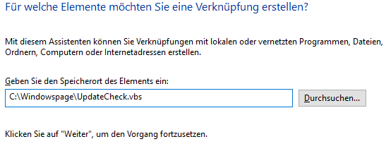 Neue Verknüpfung erstellen