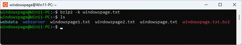 bzip2 -k windowspage.txt