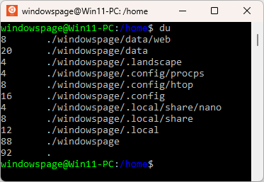 disk usage