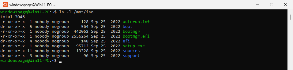 ls -l /mnt/iso