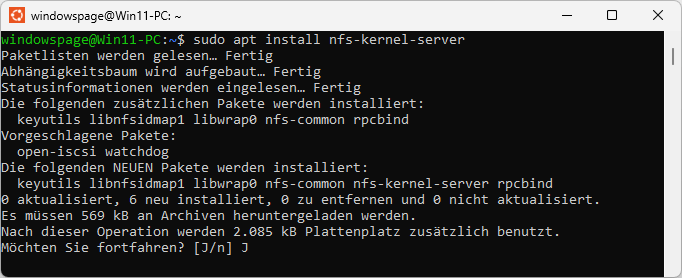sudo apt install nfs-kernel-server