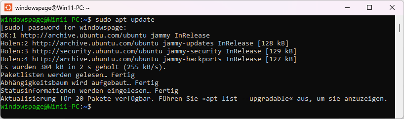 sudo apt update