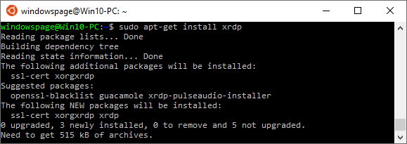sudo apt-get install xrdp