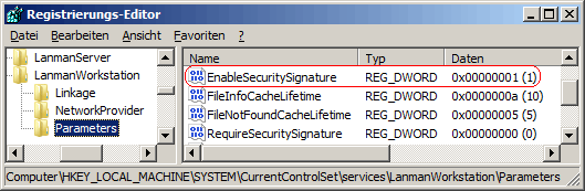 EnableSecuritySignature