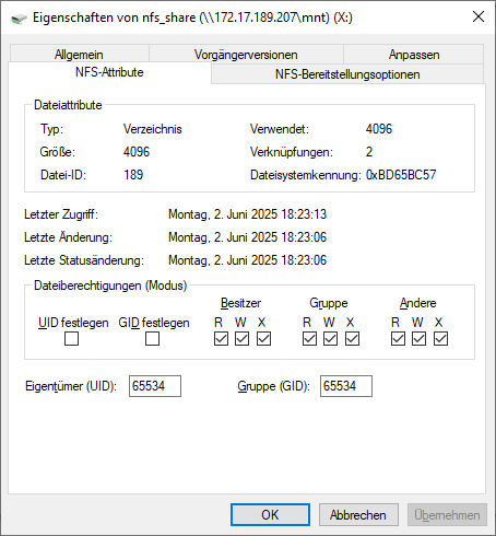 NFS-Attribute