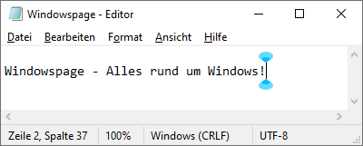 Editorfenster mit Textcursor-Indikator