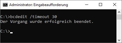 bcdedit /timeout 30