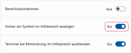 Immer ein Symbol im Infobereich anzeigen