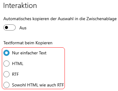 Textformat beim Kopieren