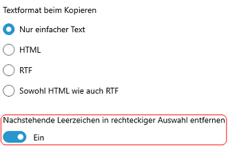 Nachstehende Leerzeichen in rechteckiger Auswahl entfernen