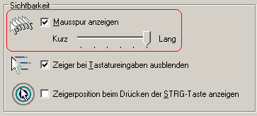 Zeigeroptionen