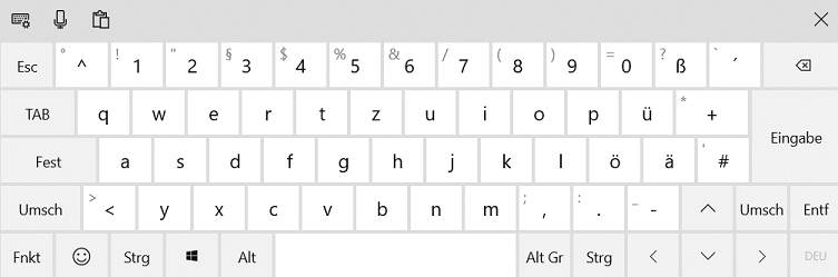 Bildschirmtastatur mit Emoji-Schaltfläche